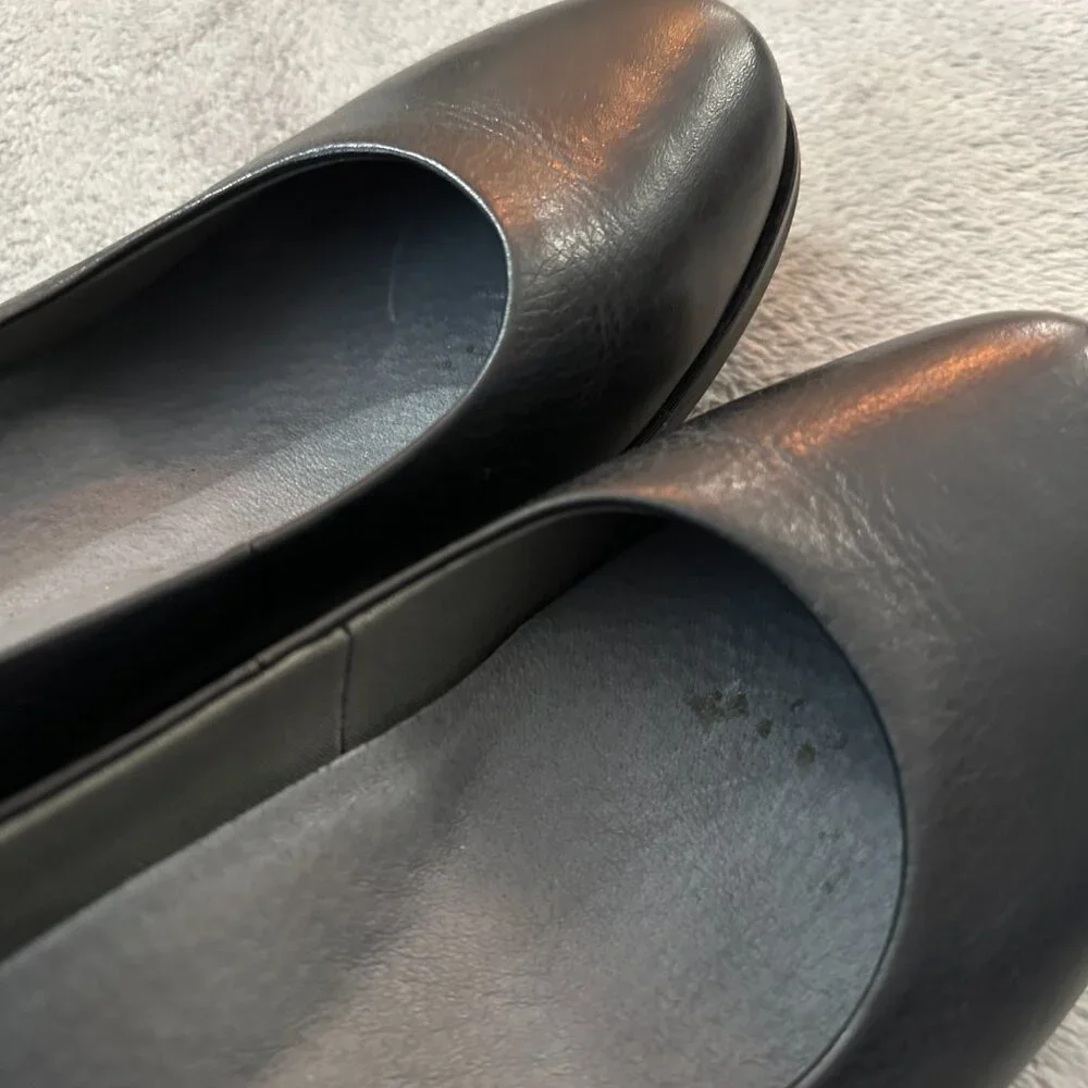 Dansko Jenna Ankle Strap Shoes 40 US 9.5 10 Black Leather Wedge - Picture 4 of 7